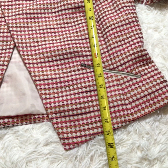 Halogen Moto Open Geometric Blazer Zip Pockets Plus 16W Curvy Mod Pink Orange - Picture 8 of 9